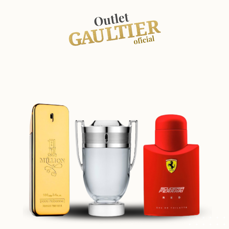 Combo de 3 Perfumes Masculinos - 1 Million, Invictus e Ferrari Red - 100ml