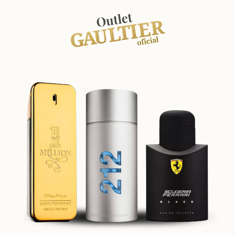 Combo de 3 Perfumes Masculinos - 1 Million, 212 VIP NYC e Ferrari Black