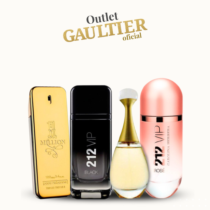 Combo de 4 Perfumes Casal - 1 Million, Jadore, 212 VIP rose e 212 VIP Black - 100ml